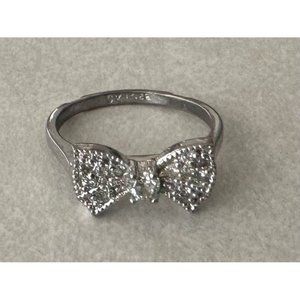 FAS 925 sterling silver cubic zirconia CZ gemstones jewels dainty bow ring